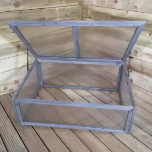 Image of Wooden Mini Greenhouse Cold Frame In Grey Small Garden Greenhouse Pollycarbonate