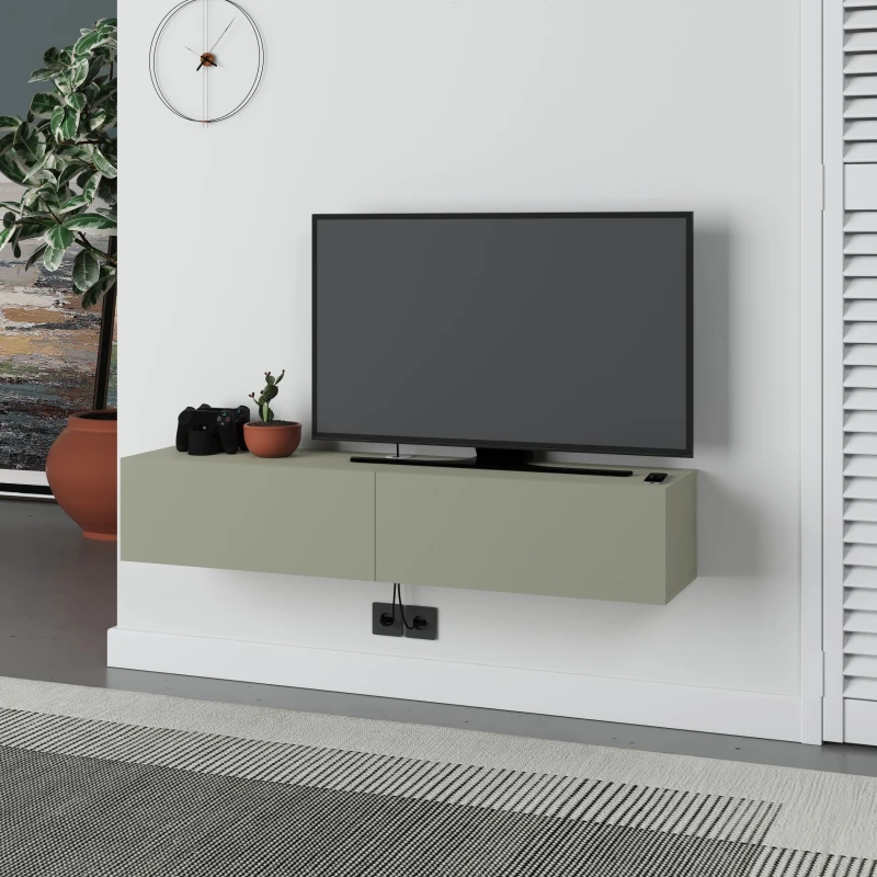 Image of Decortie Francy' Modern TV Unit with Storage TV Cabinet 135cm in Green Size: 1 Pack Green Unisex 1 Pack