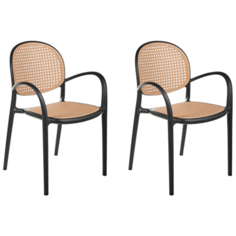 Image of Beliani Set Of 2 Garden Chairs Povoletto Synthetic Material Black