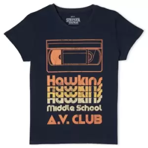 Image of Stranger Things Hawkins AV Club Womens T-Shirt - Navy - M
