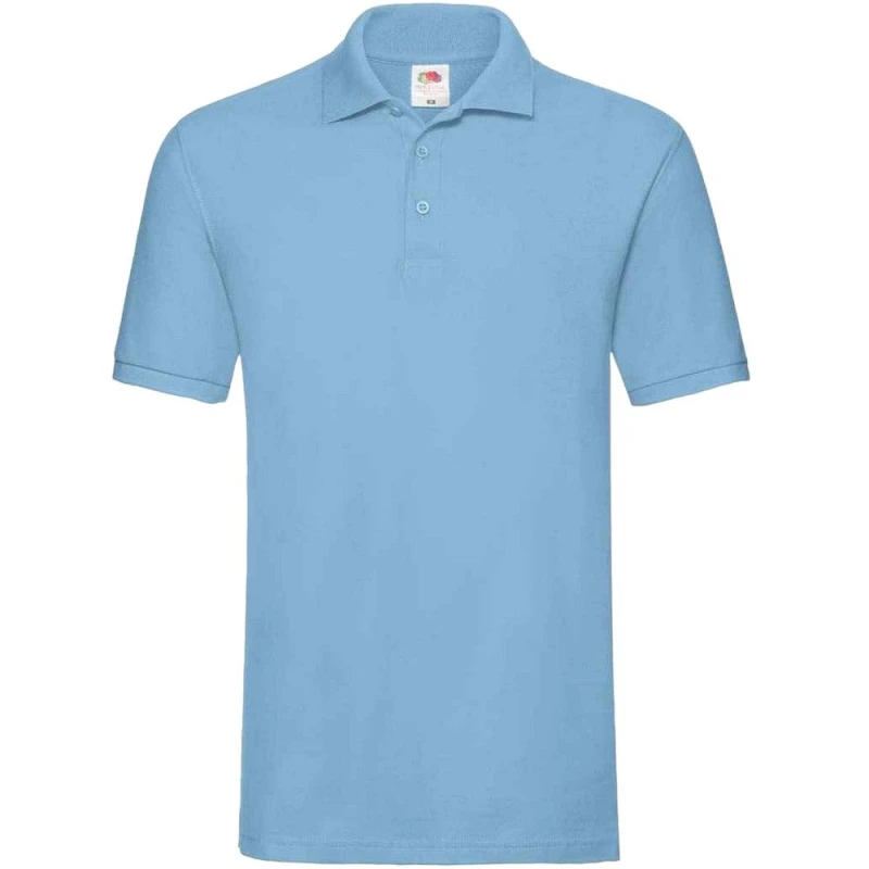 Image of Fruit Of The Loom Fruit of the Loom Men Premium Cotton Pique Polo Shirt in Blue Size: Small Blue S Male 5063527578389
