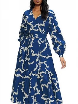 Image of Ted Baker Oapall Oversized Wrap Dress - Mid Blue Size 1=8, Women