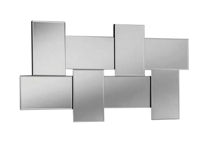 Image of Yearn Mirrors Yearn Mirrors Statement Bevelled Wall Mirror 139(w) x 76cm(h) in Black One Size Unisex 0756406343639