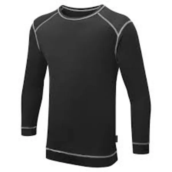 Image of Portwest Base Pro Mens Antibacterial Long Sleeve Base Layer Top B153BKRM Colour: Black