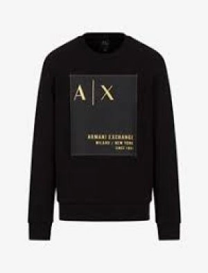 Image of Armani Exchange Gold Patch Logo Sweatshirt Black Size XL Men