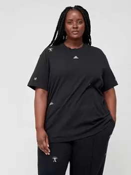 Image of Adidas Sportswear Brand Love Bf Short Sleeve T-Shirt (Plus Size) - Black/White
