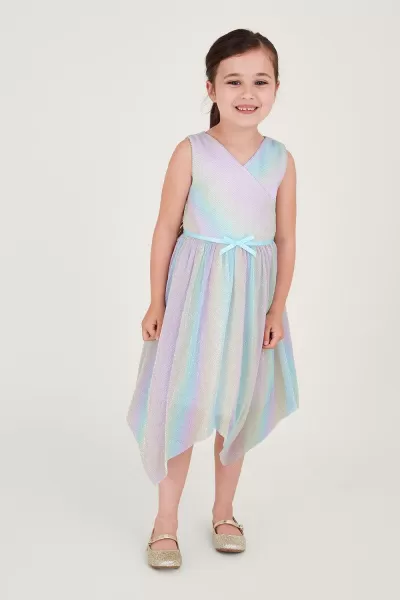 Image of Rainbow Plisse Wrap Dress