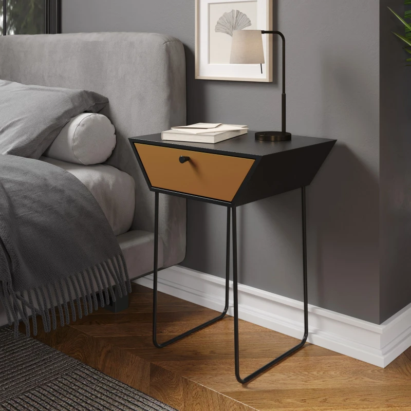 Image of Core Apollo 1 Drawer Copper Metal Bedside Table