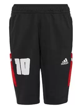 Image of Boys, adidas Messi 10 Junior Shorts - Black/Red, Size 11-12 Years