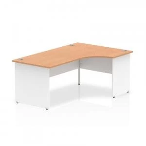 Image of Trexus Desk Crescent Right Hand Panel End 1800x800mm Oak Top White