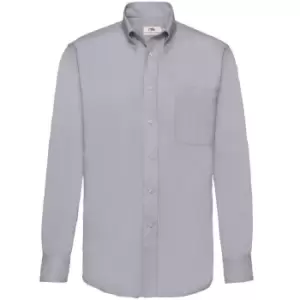 Image of Fruit Of The Loom Mens Long Sleeve Oxford Shirt (S) (Oxford Grey)