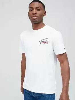 Image of Tommy Jeans Classic Graphic Signature T-Shirt - White, Size 2XL, Men
