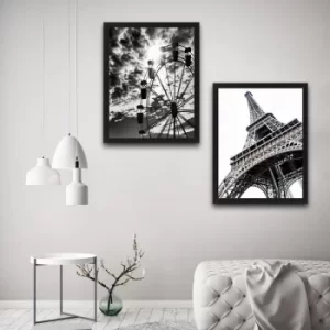 Image of Paris Set Multicolor Decorative Framed Painting (2 Pieces)