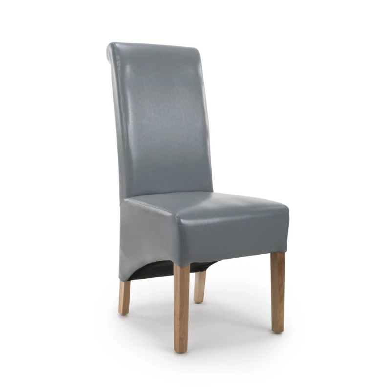 Image of Shankar Krista Roll Back Bonded Leather Grey Dining Chair Grey
