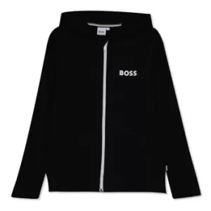 Image of Boss Boy's Small Logo Zip Hoodie - Black
