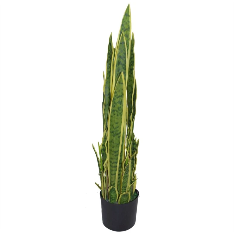 Image of Leaf Stunning 90cm (3ft) Artificial Sansevieria Yellow Green Indoor Plant - Large