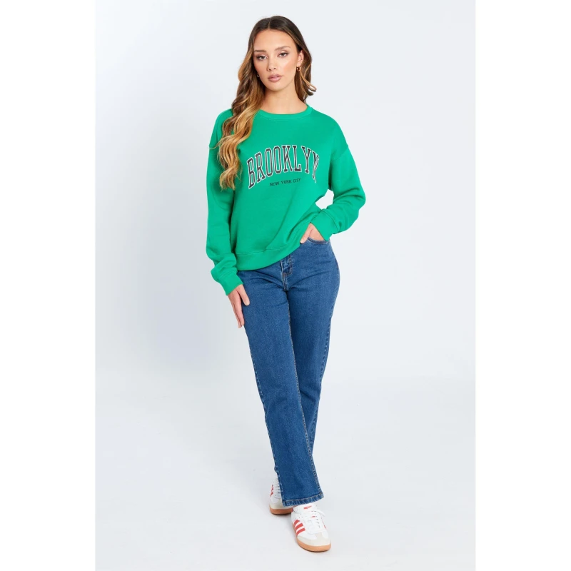 Image of Be You American Sweatshirt Womens - Green Green 8 - 10