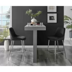 Image of Furniture Box 2x Fletcher Black Velvet Silver Leg Bar Stools