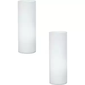 Image of 2 PACK Table Lamp Colour Shade White Glass Opal Matt In Line Switch E27 1x60W