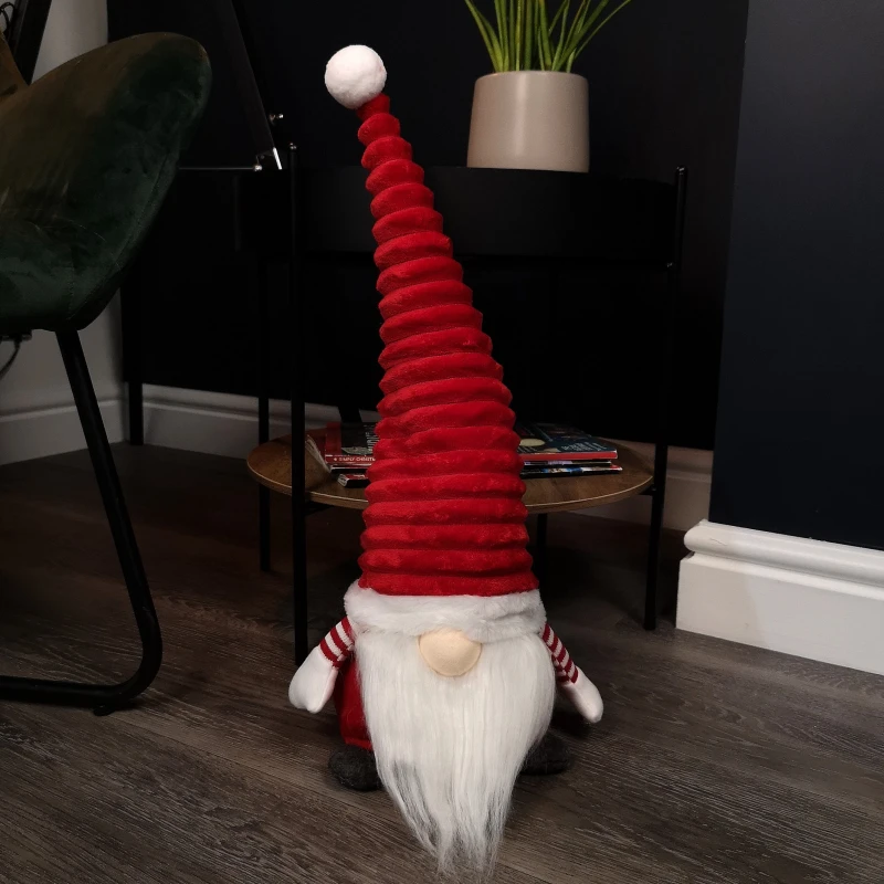 Image of 51cm Large Sitting Plush Christmas Gonk with Grooved Hat in Red