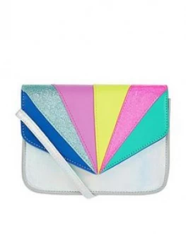 Image of Accessorize Girls Retro Rainbow X Body Bag - Multi