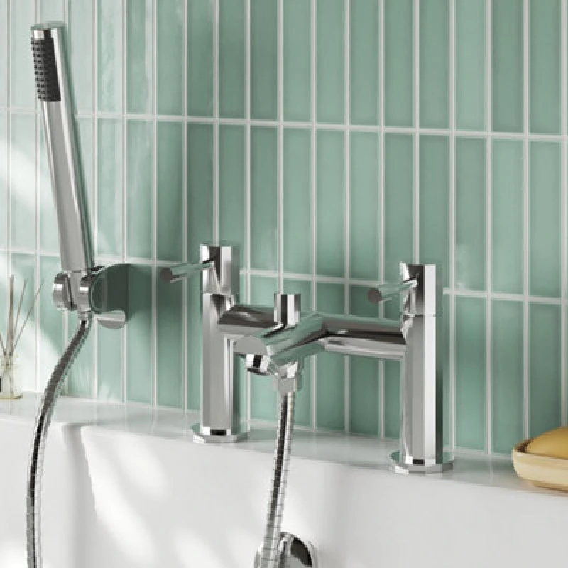Image of nuie Series 2 Bath Shower Mixer w/ Shower Kit & Bracket - Chrome, Silver FJ314