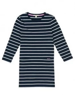 Image of Barbour Girls Maya Stripe Dress - Navy