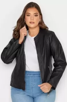 Image of Faux Leather Zip Jacket