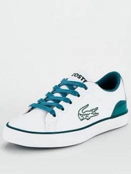 Image of Lacoste Boys Lerond 120 Lace Up Trainers - White/Green
