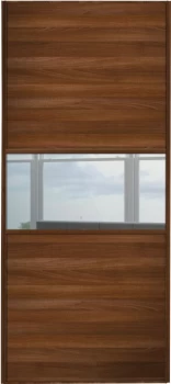 Image of Wickes Sliding Wardrobe Door Fineline Walnut Panel and Mirror - 2220 x 762mm