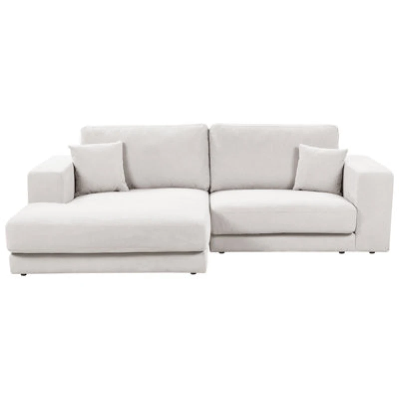 Image of Beliani Corner Sofa 3 Seater Lofoten Fabric Off-White Right Hand