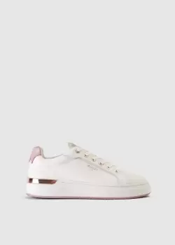 Image of Mallet Womens Grftr Clean Trainer With Contrast Tab In White Pink