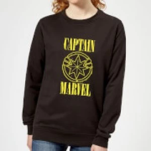 Image of Captain Marvel Grunge Logo Womens Sweatshirt - Black