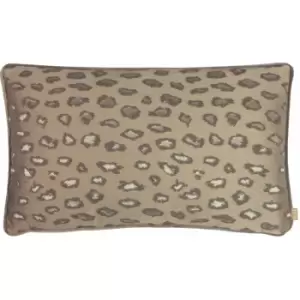 Image of Kai Faline Leopard Print Velvet Piped Edge Cushion Cover, Clay, 30 x 50 Cm