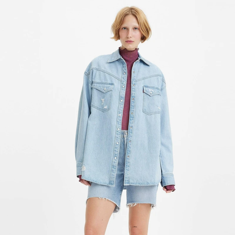 Image of Levis Levis Dorsey XL Western Shirt - Blue Blue 6