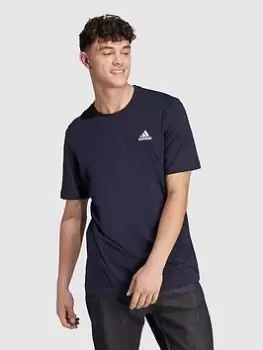 Image of adidas Sportswear Essentials Single Shirt Embroidered Small Logo T-Shirt - Navy, Size XS, Men