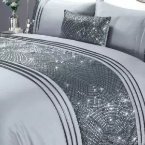 Image of CHARLESTON Glitter Sequins Duvet Cover Set Bedding Range Grey Single - Grey
