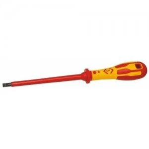 Image of C.K Tools Dextro Slotted Parallel Flat Head VDE Insulated Screwdriver - 2.5X75mm