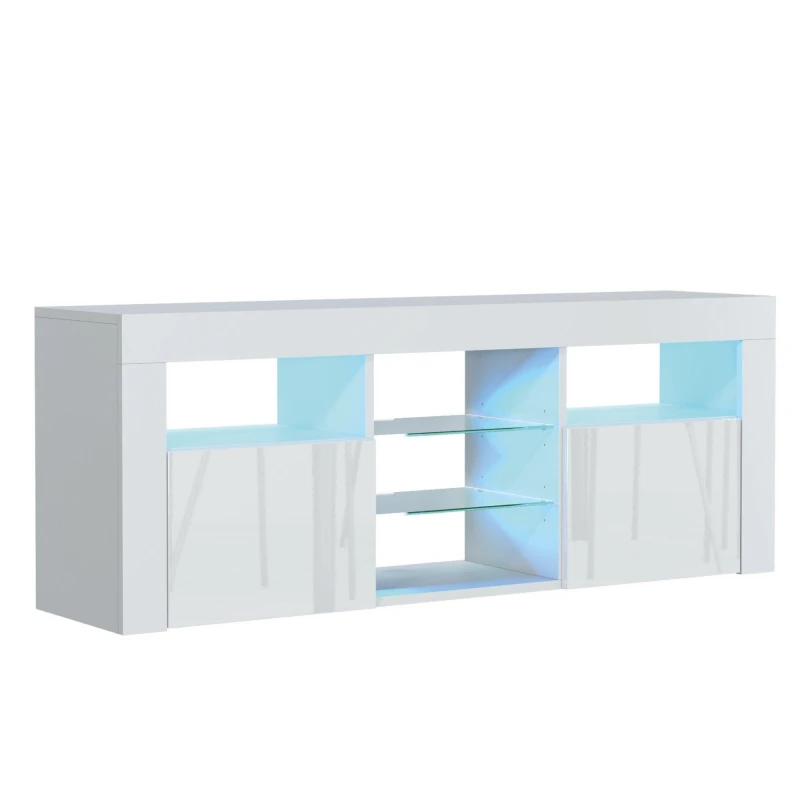 Image of Mex Furniture LTD TV Unit 145cm Matt Body & Gloss Doors White