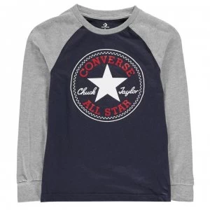 Image of Converse Chuck Long Sleeved T Shirt Junior Boys - Obsidian