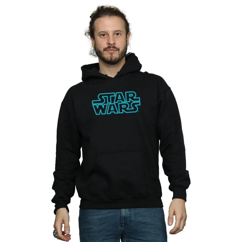 Image of Star Wars Star Wars Men Neon Sign Logo Hoodie in Black Size: Small Black S Male 5057864243031