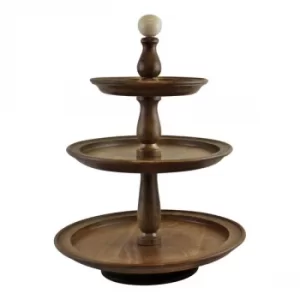 Image of Country Cottage 3 Tier Mango Wood Cake Stand