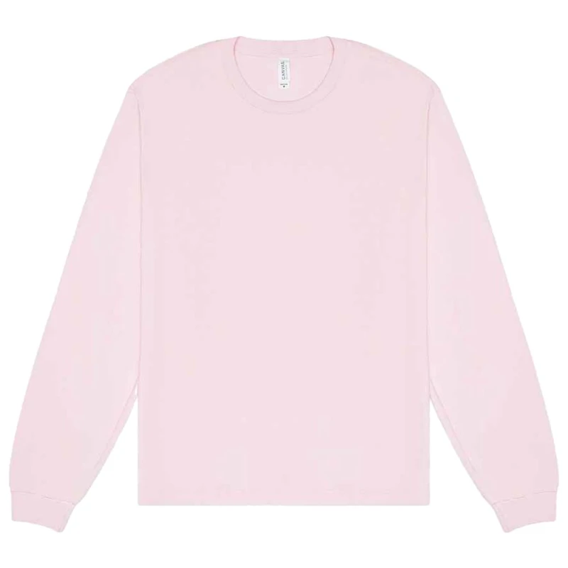 Image of Bella + Canvas Mens Heavyweight Long-Sleeved T-Shirt in Pink Size: XS Pink Male XS
