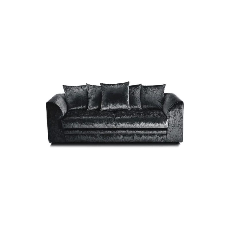 Image of LUXURY LIFE Dylan Crushed Velvet Fabric 3 Seater Sofa Black