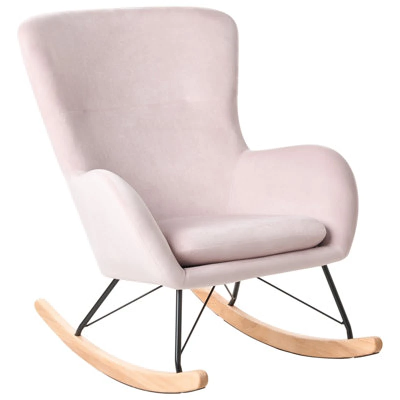 Image of Beliani Rocking Chair Ellan Velvet Pink