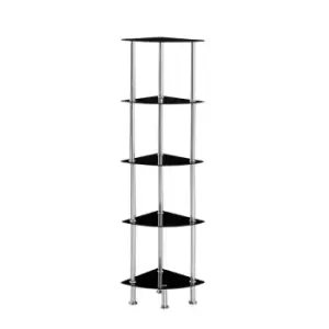 Image of Modernique - Glass Shelf Tier Storage Unit, Rectangular Shape in Black or Clear Glass with Chrome Stand, Shelving Unit (Black, Tier 3) - Black