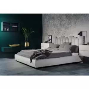 Image of Glexton Upholstered Beds - Plush Velvet, Small Double Size Frame, Silver - Silver