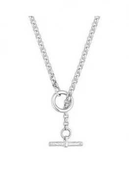 Image of Simply Silver Diamond Cut T-Bar Pendant Necklace, One Colour, Women