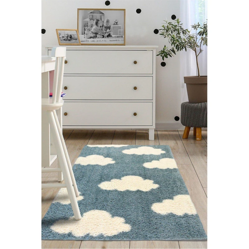 Image of Snug Cloud Blue Rectangle Rug - 100x150cm Blue