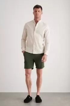 Image of Khaki Plain Crinkle Cargo Swim Short